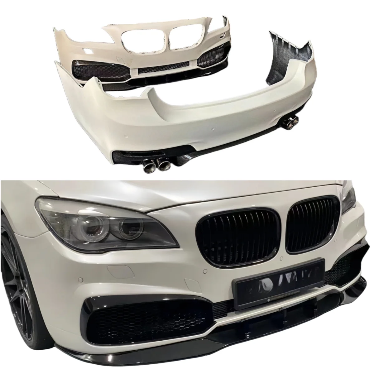 PD Style Body Kit For Bmw Series 7 F01 F02 Front Bumper Lip Rear Diffuser Side Skirts Car Body Kit