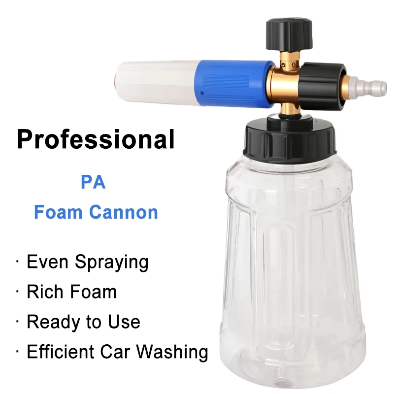 

1L Alloy Portable Snow Foam Cannon -Quick Release Adjustable Nozzle Auto Detailing Foam Generator for Car Motorcycle RV