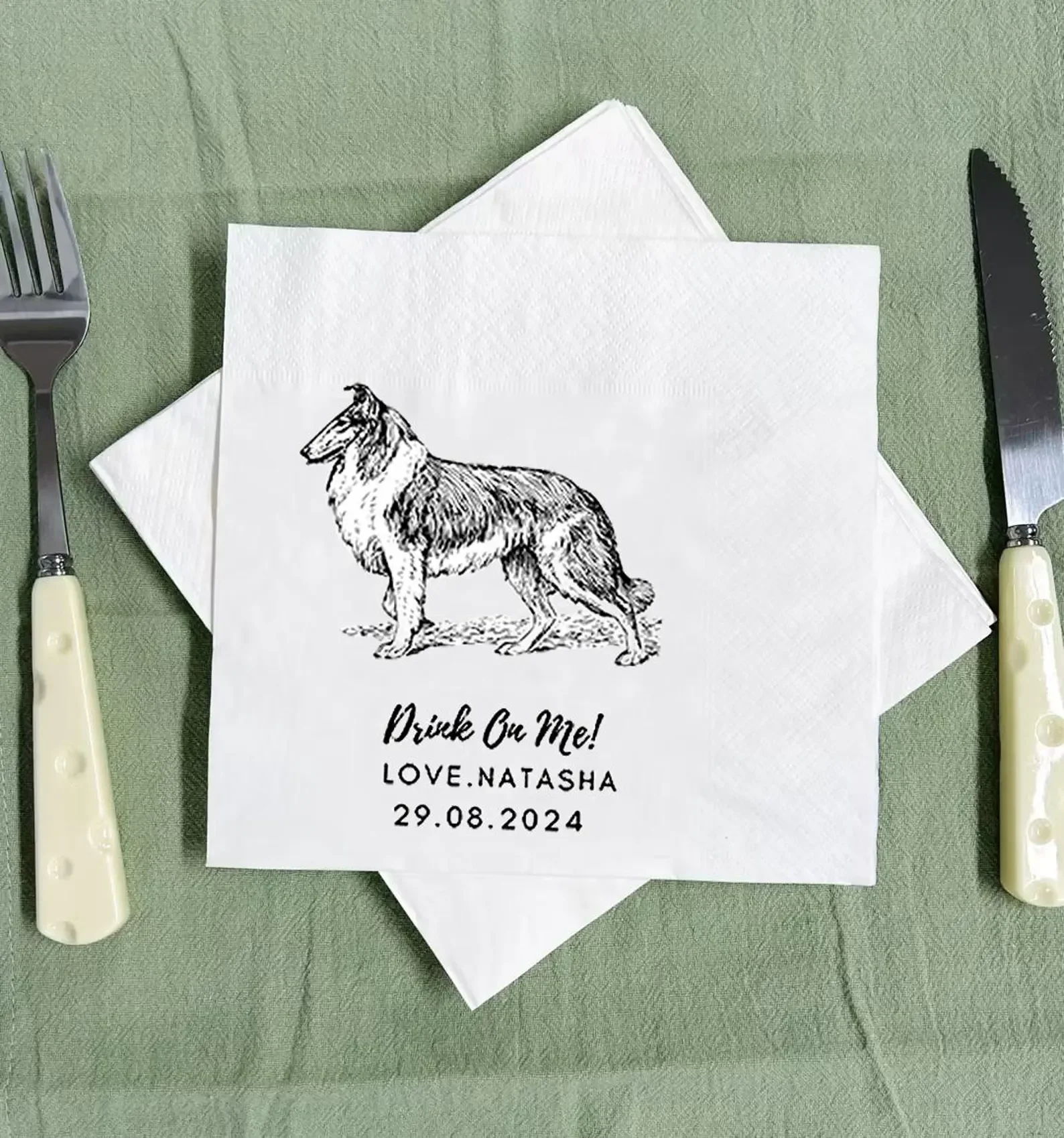 Custom Pet Cocktail Napkins, Dog Wedding Napkins,Custom Pet Portrait Napkins, Customized Pet Napkins, Custom Pet Portrait Weddin