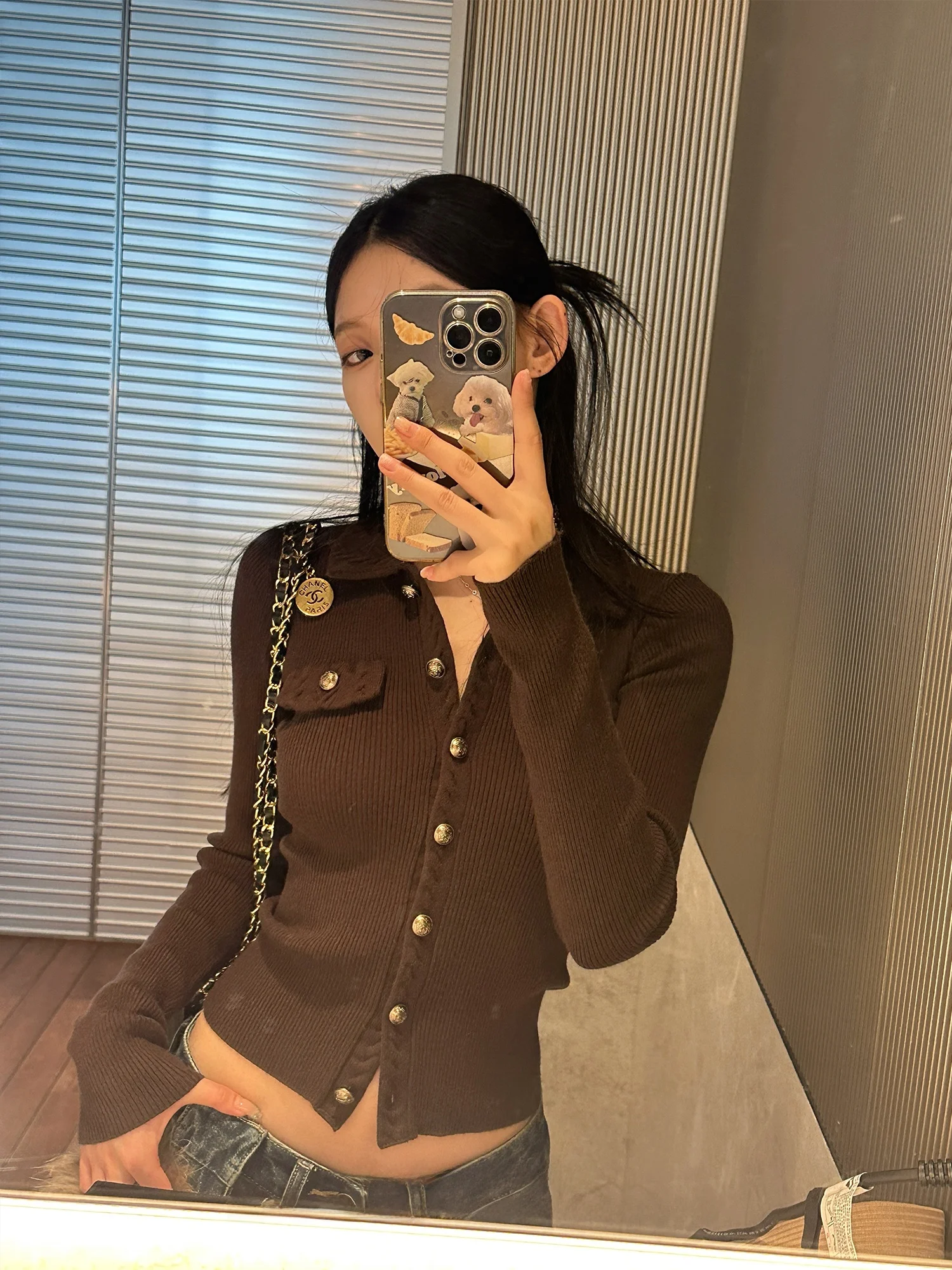 

SUONE Knitted Splice Slim Fit Women's Open Cardigan Autumn Winter Lazy High-End Sle Long Sve Collar Regular Length