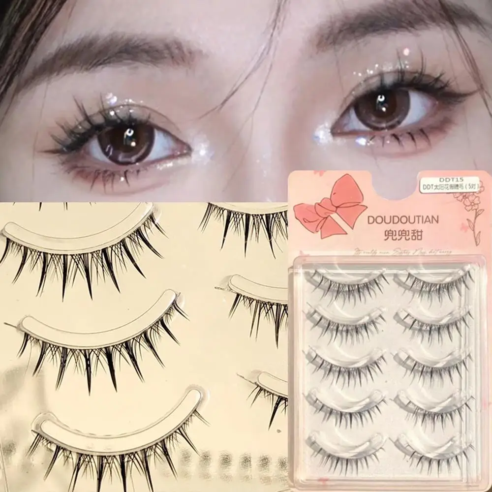 

5 Pairs Pack Japanese Cosplay False Eyelashes 3D Korean Faux Mink Thick Manga Anime Lashes Reusable Fake Eyelashes Extensions