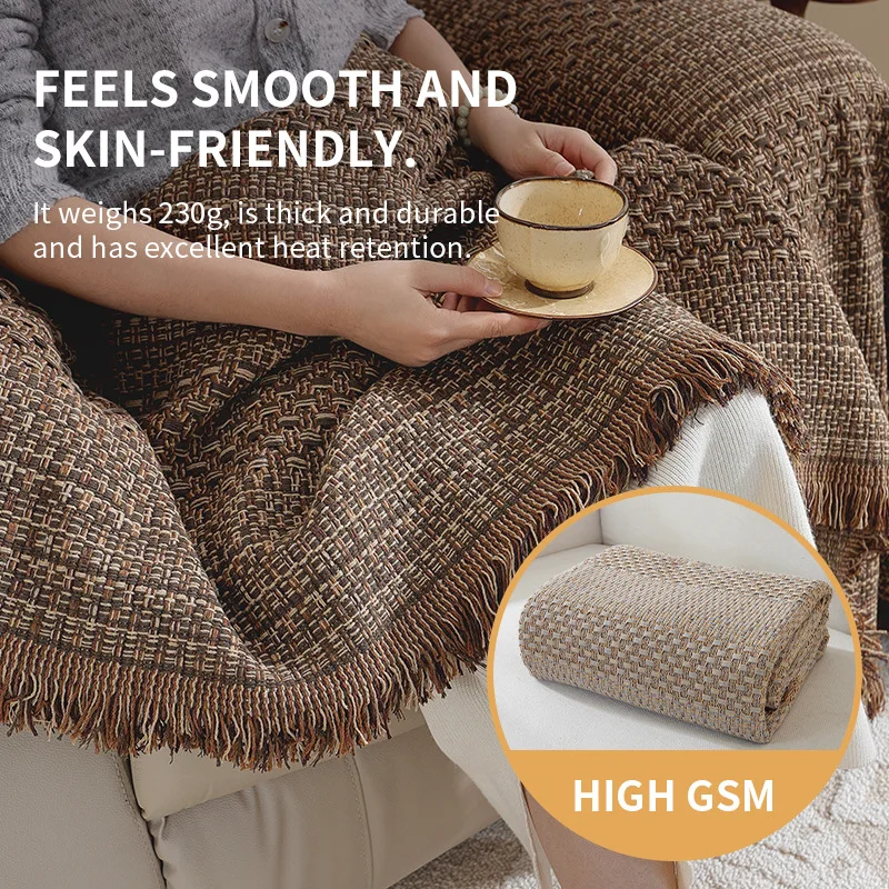 Luxury Sofa Cover, Polyester Cotton Vintage Thick Sofa Throw Blanket, Soft Skin-Friendly, Durable Anti-Pilling, Machine Washable