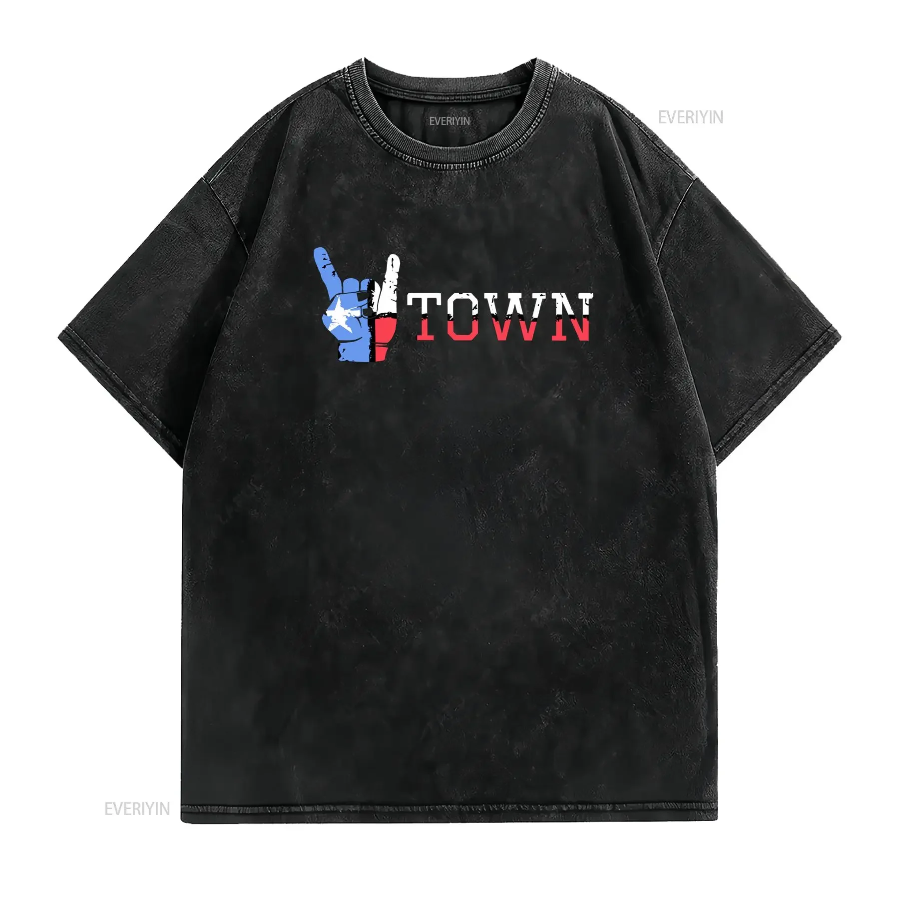 H Town T Shirt Houston Texas Lone Star State vintage Washed streetwear designer clothes Soft fashion Breathable homme Stylish