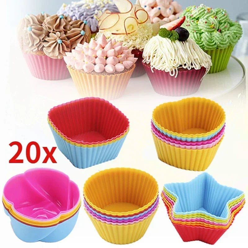 20/1pcs Silicone Cupcake Baking Cups Reusable Non-stickMuffin Cupcake Liners Holders Set for Party Halloween Christmas