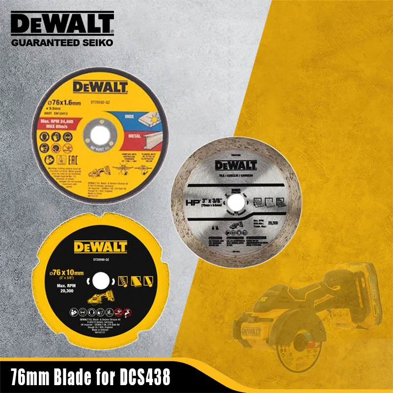 

Dewalt 76x10mm Circle Saw Blade for The Inner Hole Diameter 10mm Also Suit DCS438 for Concrete Ceramic Tile and Steel Cutting