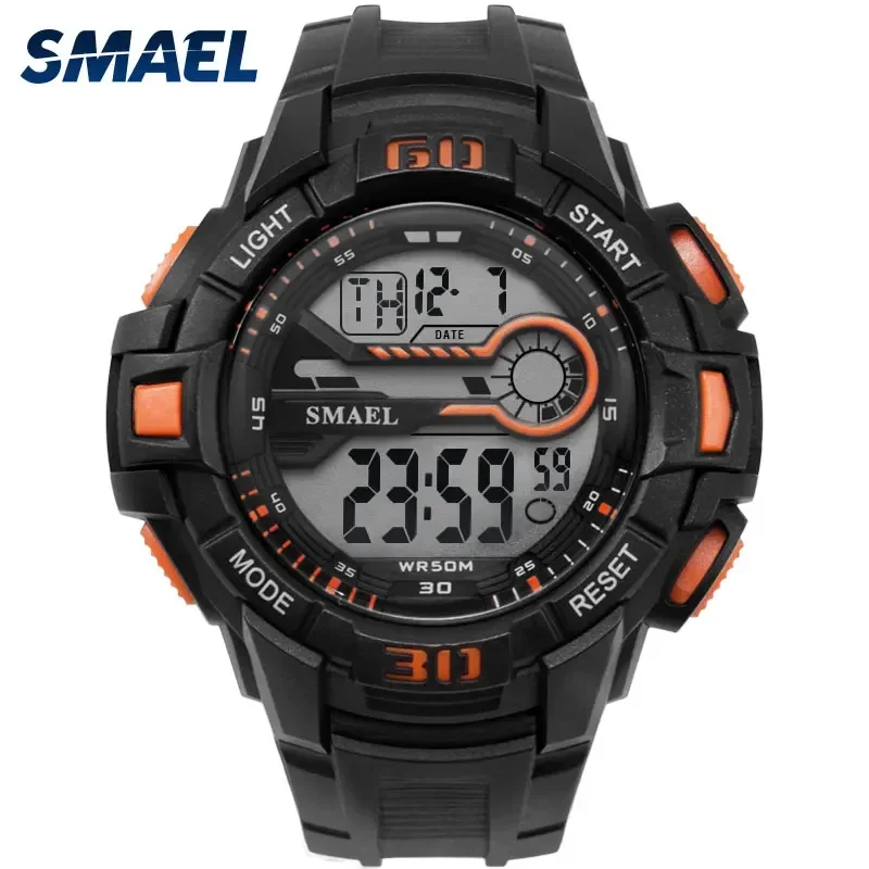 

Sport Watches 5Bar Water Resist SMAEL Brand LED Watches Automatic Alarm Watch Men Big Dial 1513 Digital Wrist Watches Waterproof