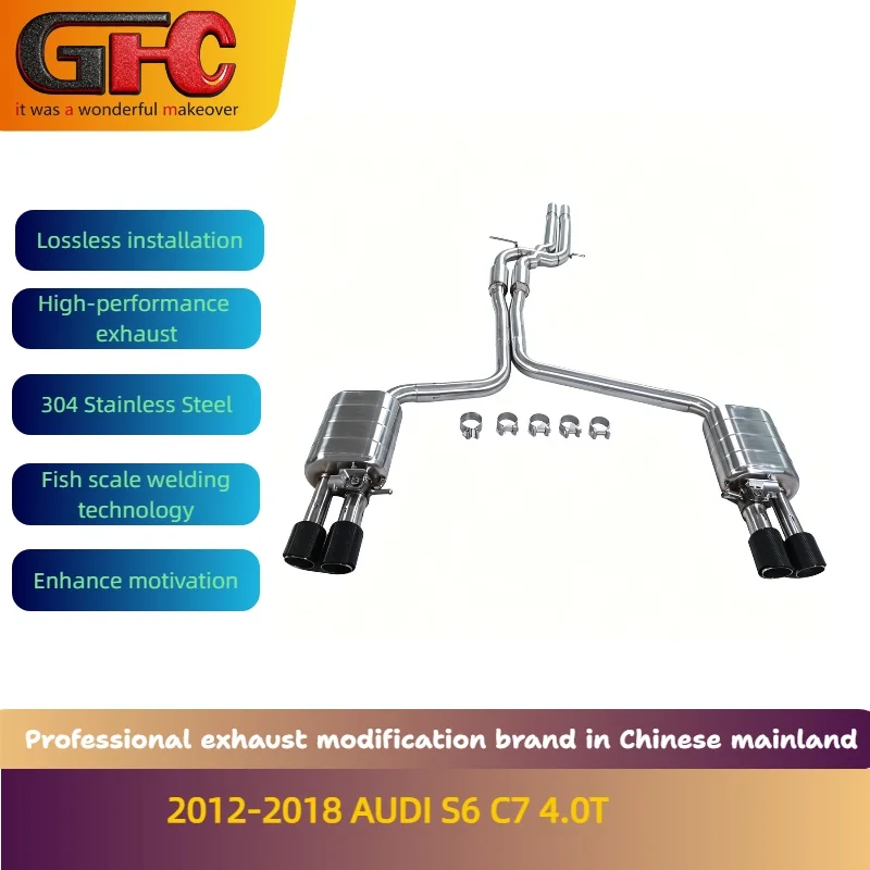 

Applicable to the 2012-2018 AUDI S6 C7 4.0T SUS304 Mid Tail Catback High-performance Valvetronic Exhaust with Mufflers
