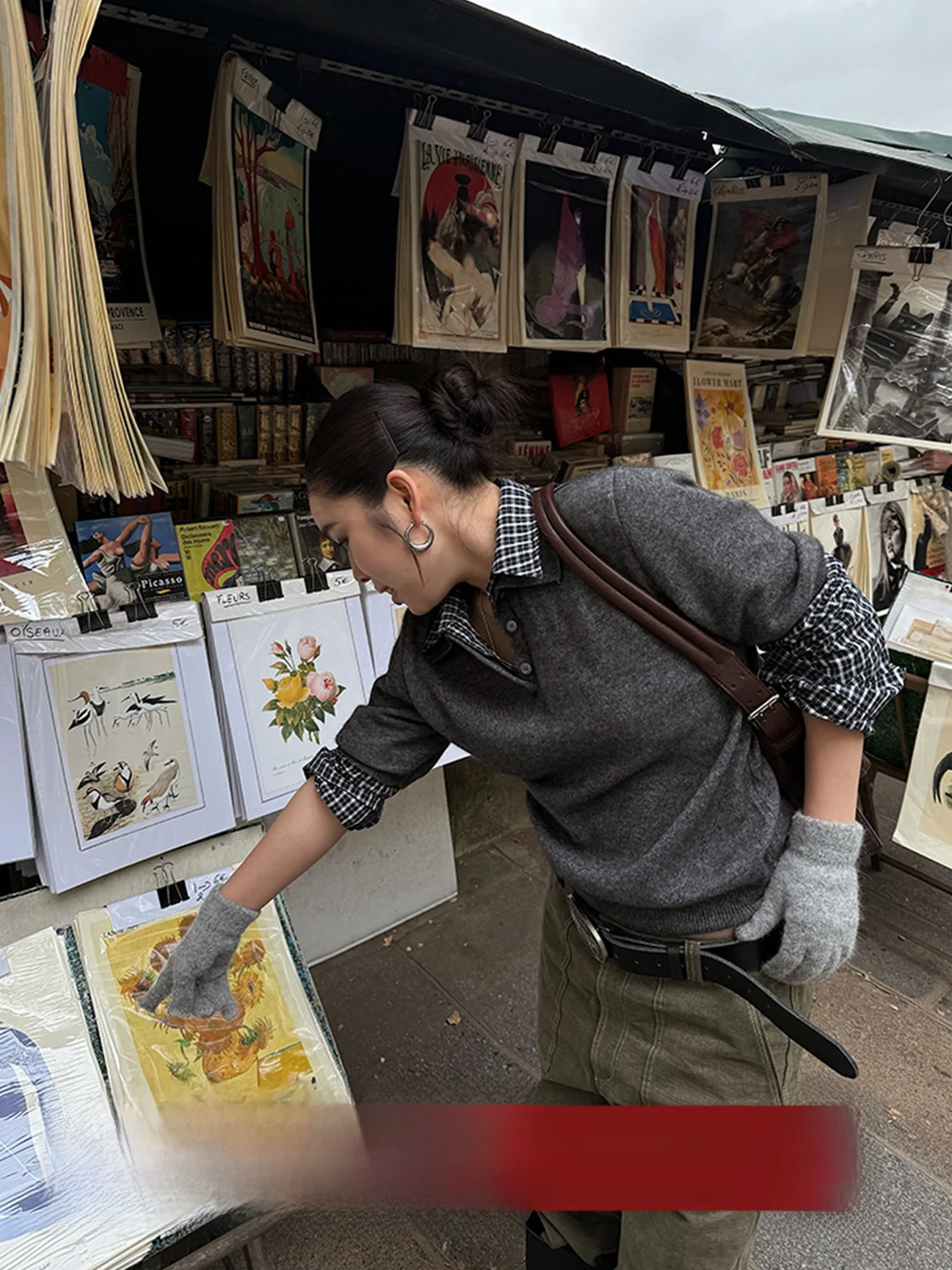 

Blue Design Sense Raccoon Fur Wool Plaid Women's Top Winter New Sle ey False Two-Piece irt Soft Casual Warmth