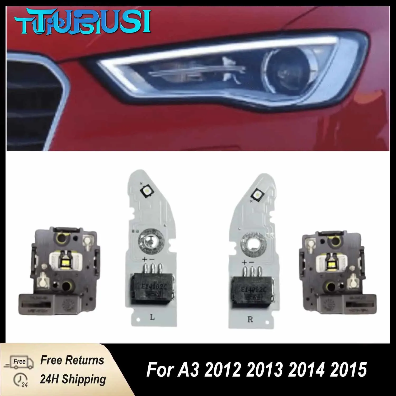 

LED DRL Headlight Daytime Running Light PCB Light Board LED Module Angel Eye for A3 2012 2013 2014 2015