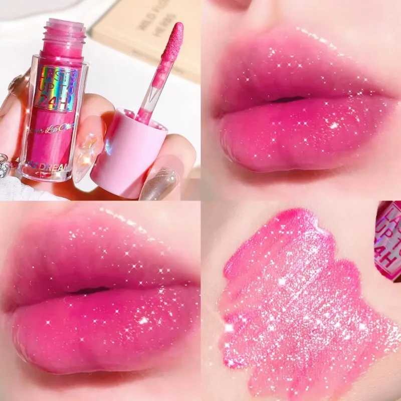 Diamante glitter brilho labial de longa duração hidratante batom líquido óleo labial matiz antiaderente copo lábios bálsamo maquiagem cosméticos