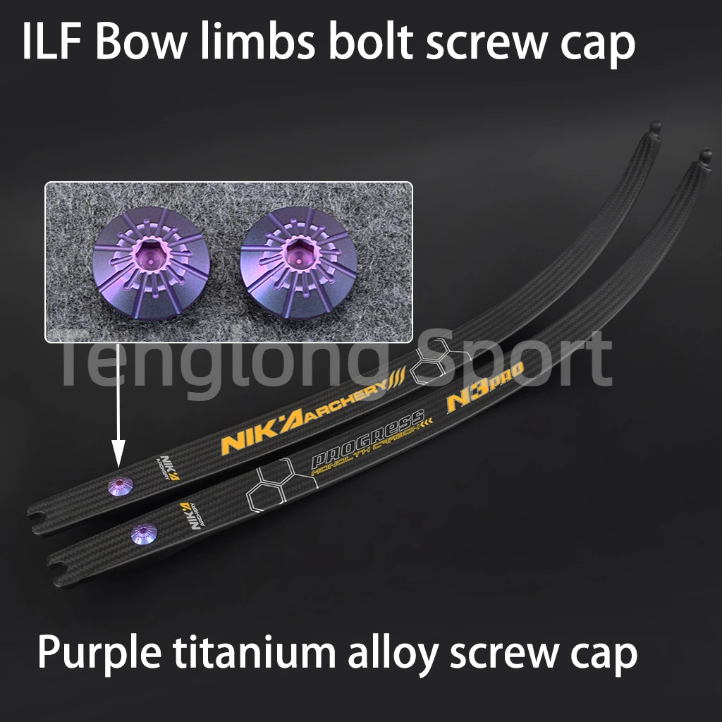 ILF Bow Limbs Bolt Screw Titanium Alloy Cap Stainless Steel Body For Recurve Bow Archery Purple 2pcs