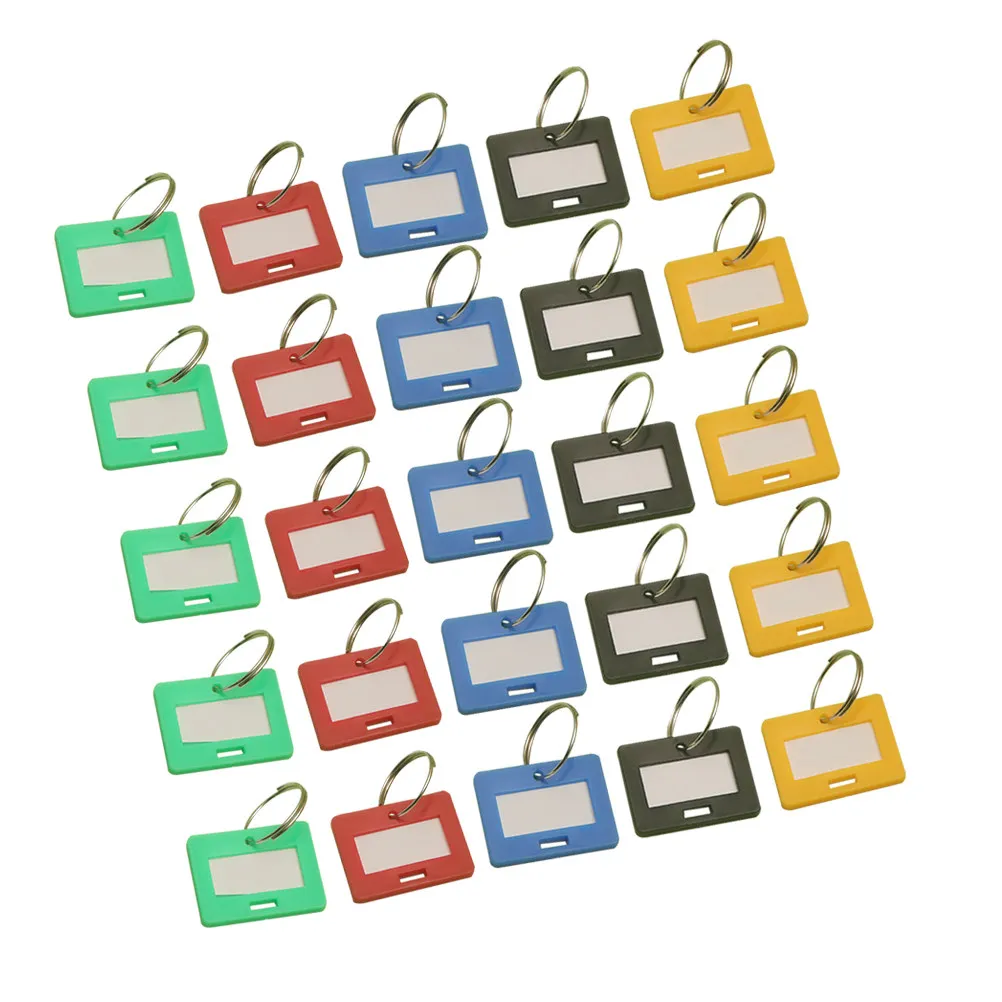 50Pcs Plastic Key Tags Number Id Labels Metal Keychain Round Shaped Colored Key Identifier for Office Luggage