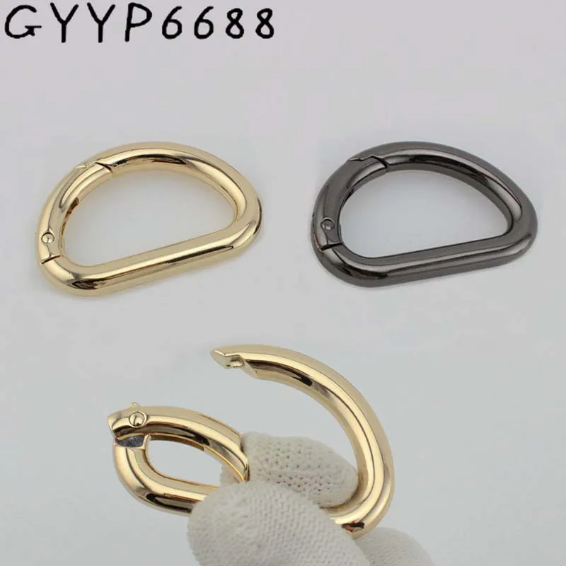 10-50pcs 33mm semicircle edge Alloy Material Spring D ring metal Trapeziform shaped ring for ladies bags handbags handle