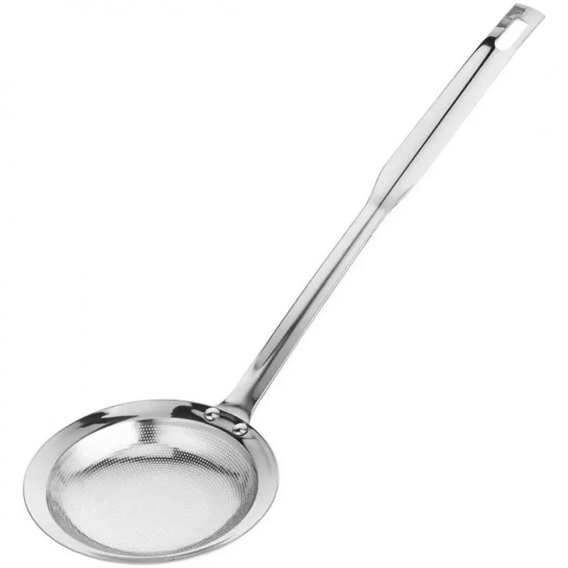 Stainless Steel Fat Skimmer Spoon  Extra-Large & Long Handle Fine Mesh Strainer for Cooking, Frying, Oil, Foam & Grease Removal