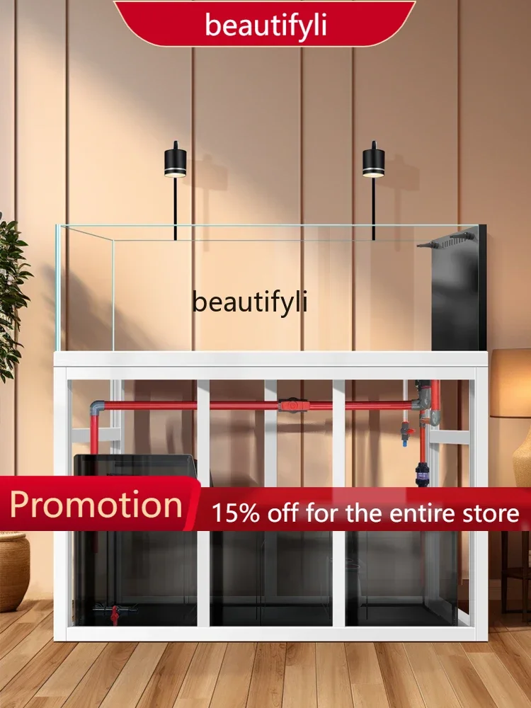 

X188 Extremely narrow overflow stream tank ultra-white professional grade aquatic tank living room light luxury bottom filter