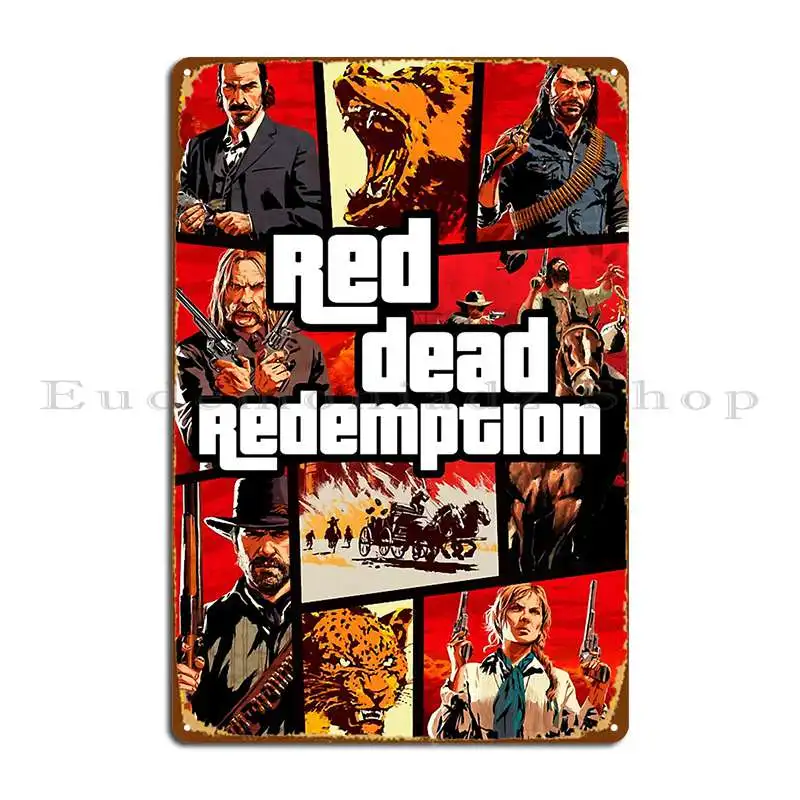 Red Theft Redemption Metal Plaque Poster Pub Cinema Living Room Painting Customized Tin Sign Poster