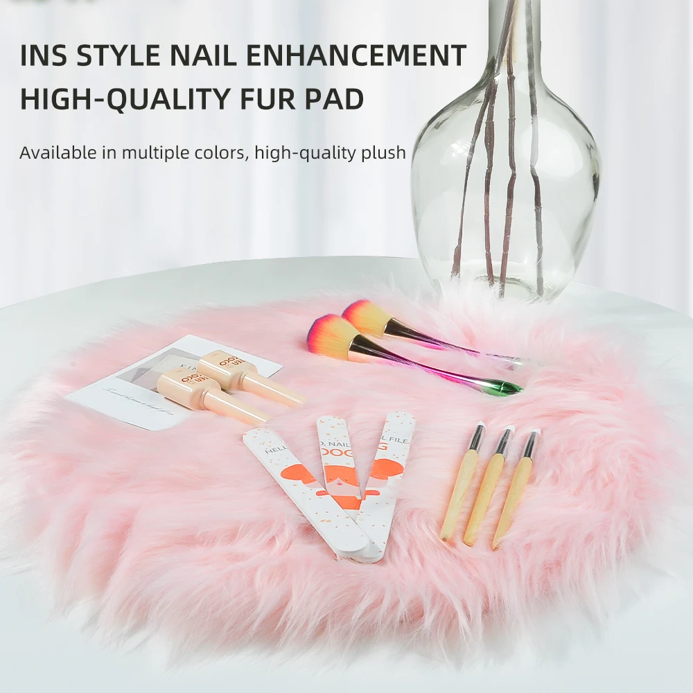 1Pcs Nail Photo Background Round/Heart White/Pink Practice Cushion Foldable Hand Rest Pad Nail Equipment Soft Fur Nail Mat