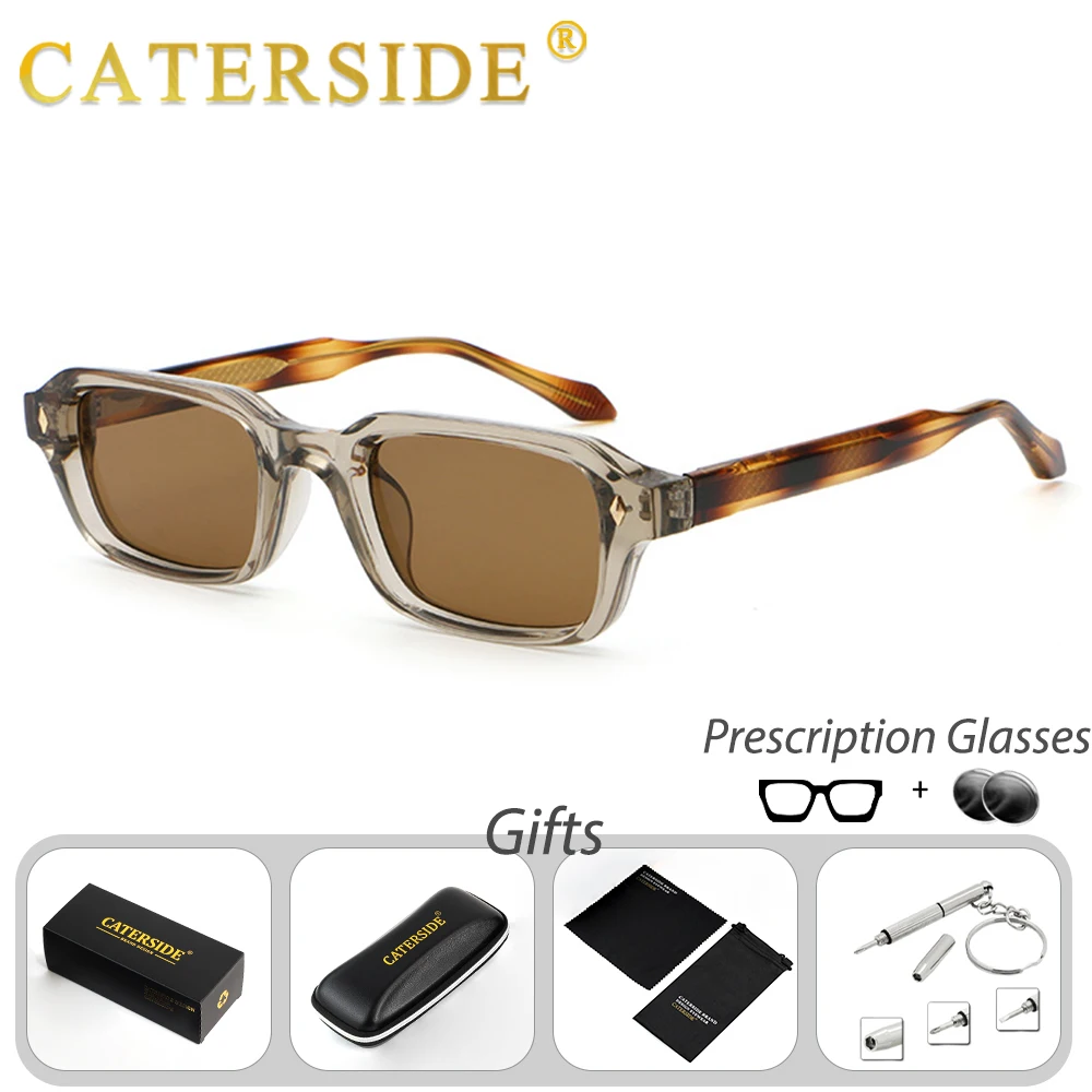 

CATERSIDE Men's Prescription Sunglasses Square Small Frame Optical Sun Glasses Women's Outdoor Beach Summer Prescription Glasses