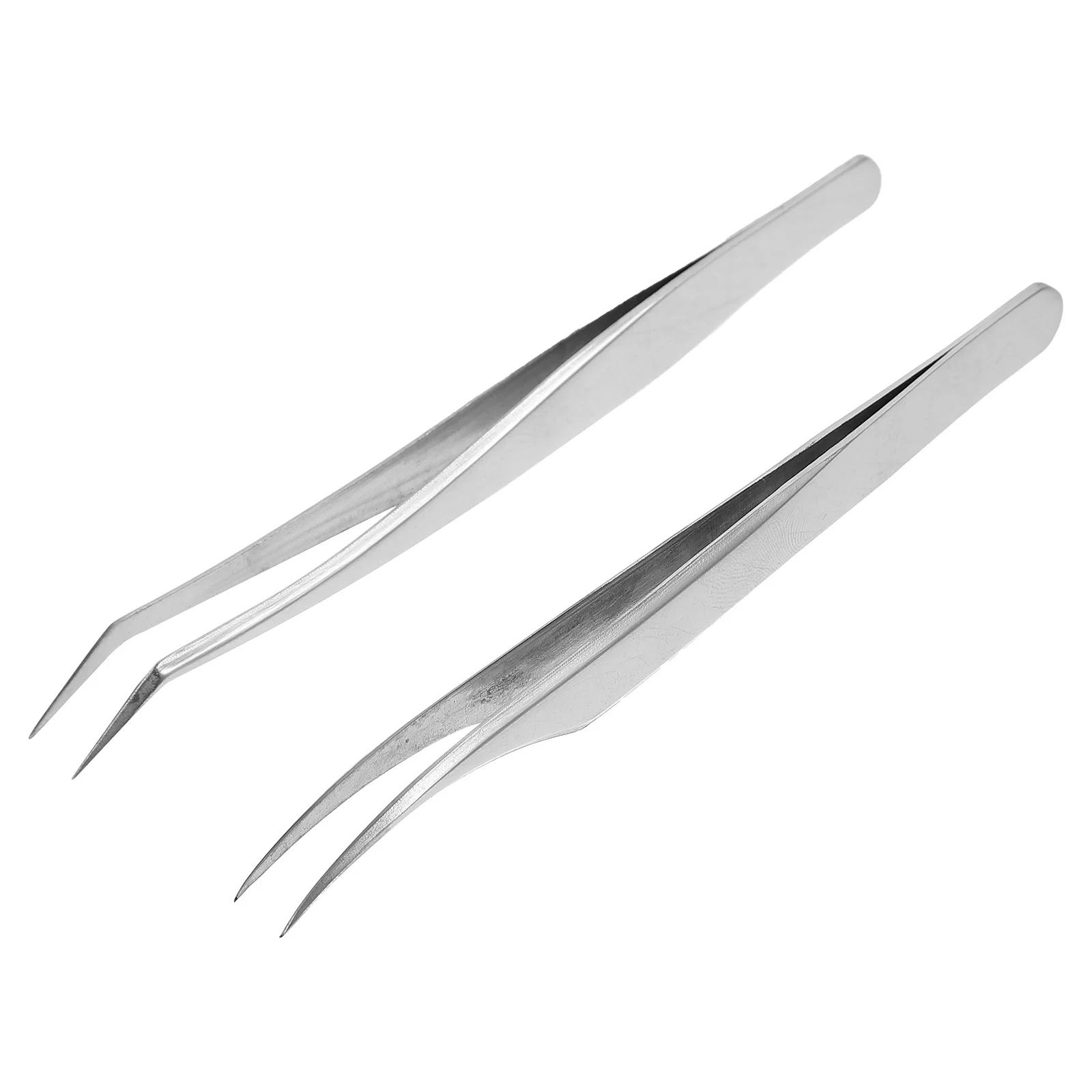 2 pçs pinças de enxerto de cílios de aço inoxidável design de cotovelo leve preciso ferramentas de beleza de cílios postiços para maquiagem de salão de beleza