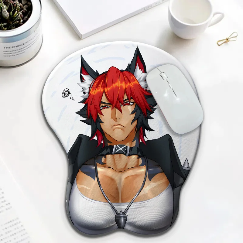 Zenless Zone Zero Komano Manato 3D Mouse Pad Man Anime Pectoral Muscle Wrist Rest Dark Style Design Playing Games Office Use