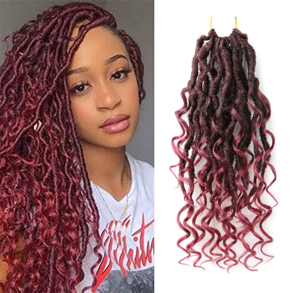 Deusa Faux Locs Crochet cabelo para mulheres negras, PreLooped Rio Locs com encaracolado termina sintético, 10"