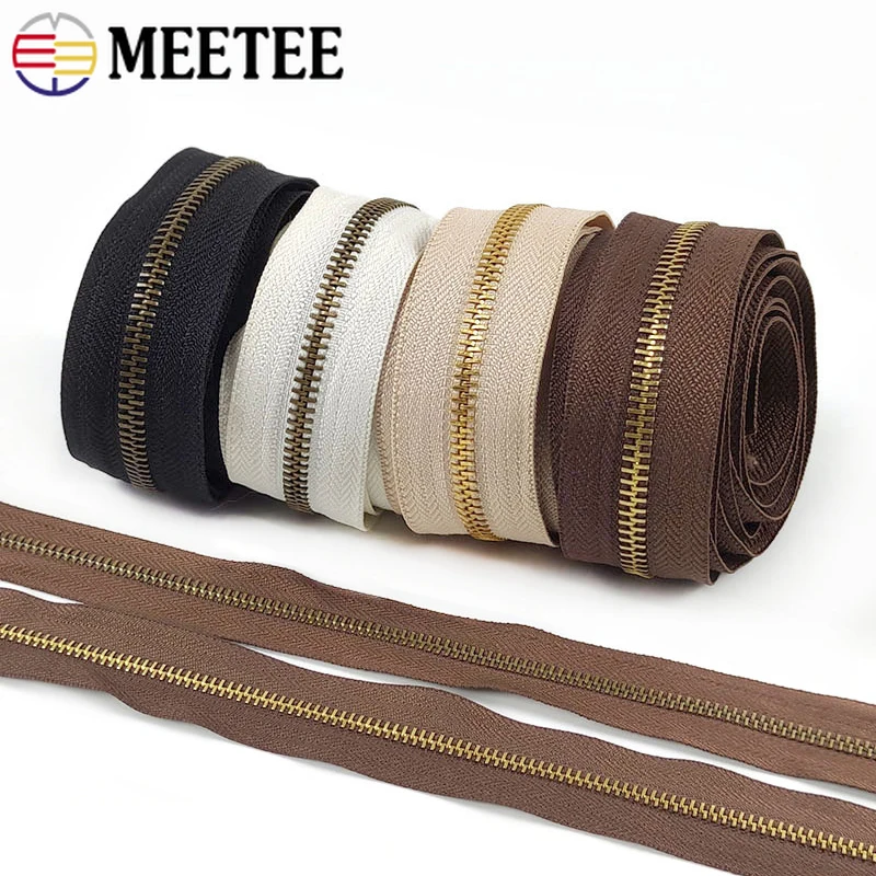 

2/5/10Meters Meetee 5# Metal Zipper Tape By Meter for Bags Jackets Shoes Zippers Sliders Sewing Zips Repair Kit DIY Accessories