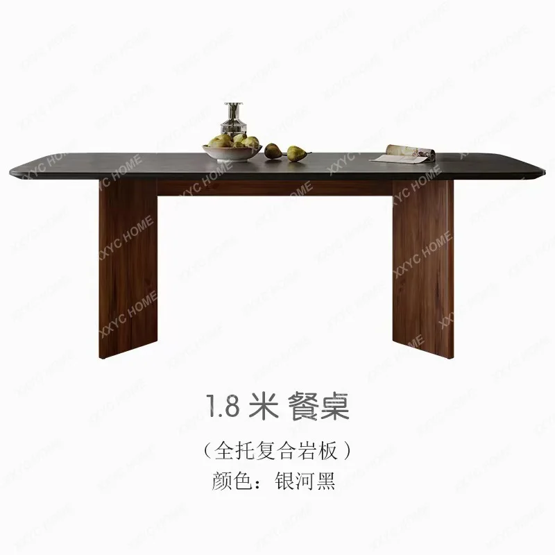 

SL retro walnut solid wood slate dining table living room home