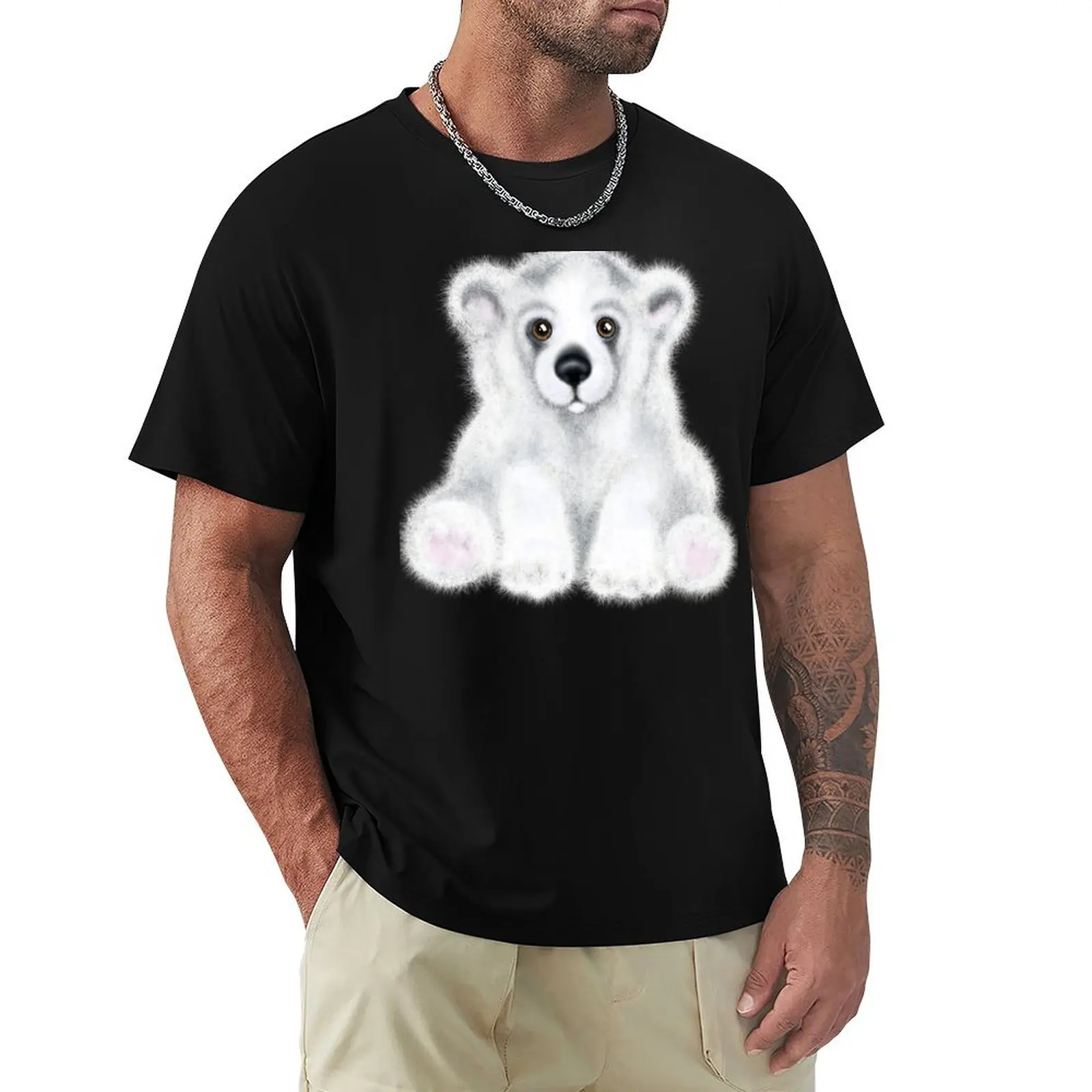 Baby Polar Bear, white stuffed bear, white bear cub T-Shirt t shirts for man cotton T-Shirt