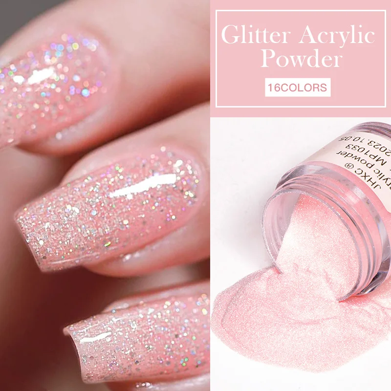 4/8PCS Nude Pink Glitter Acrylic Powder Nail Set Professional Polymer for French Style Extension Carving Nail Decoration