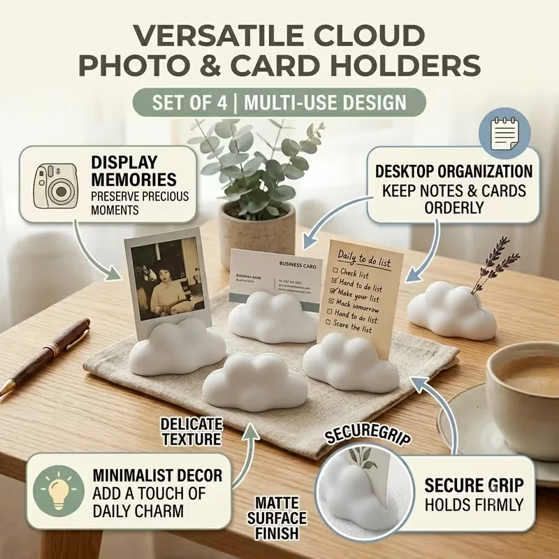 Four-piece cloud-shaped photo stand, desktop photo frame holder, multi-functional display stand