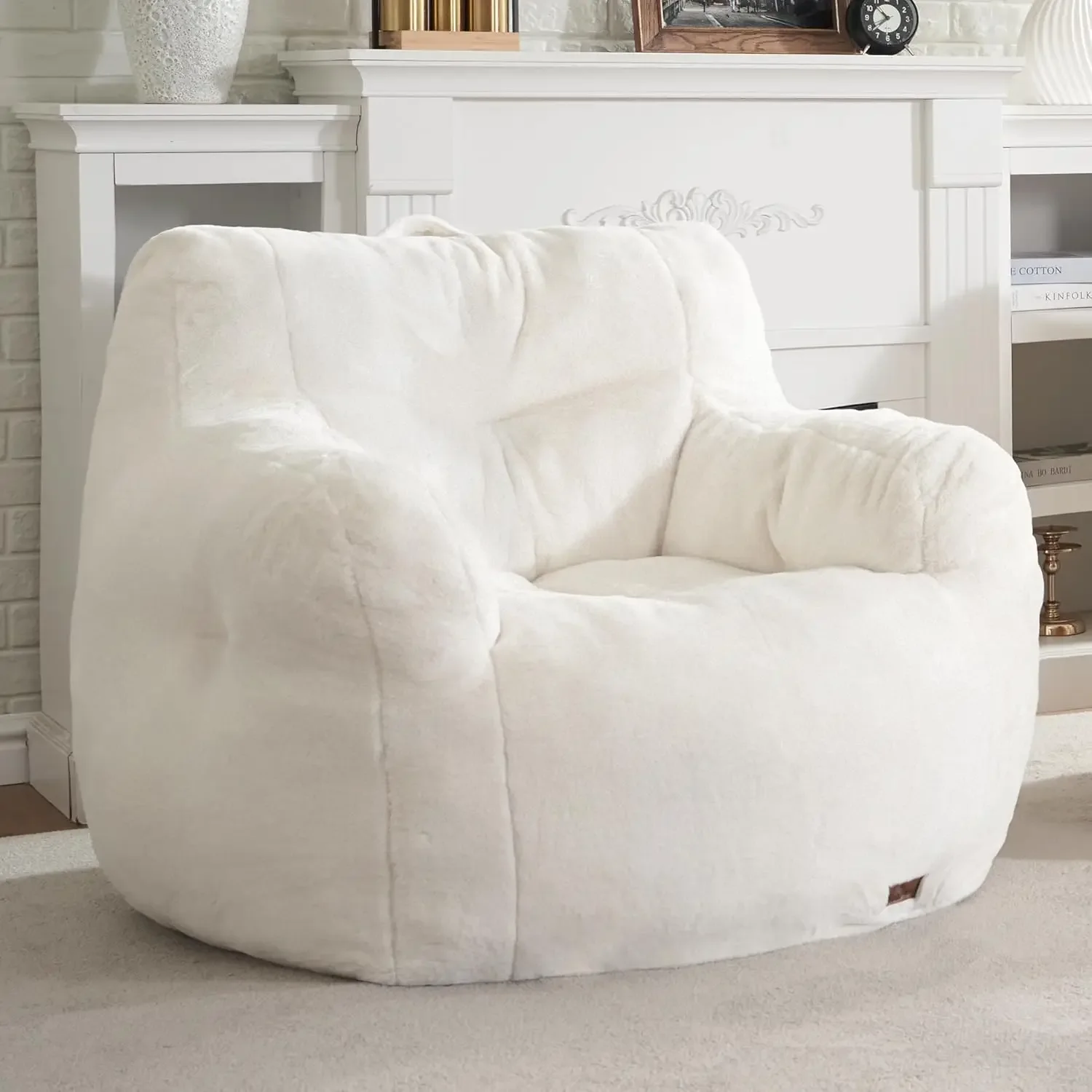 Chairs for Adults Comfy Bean Bag Sofa Fluffy Beanbag Chair Plush Chair Big Bubble Foam Sofa with Filler with Armrest for Apartme