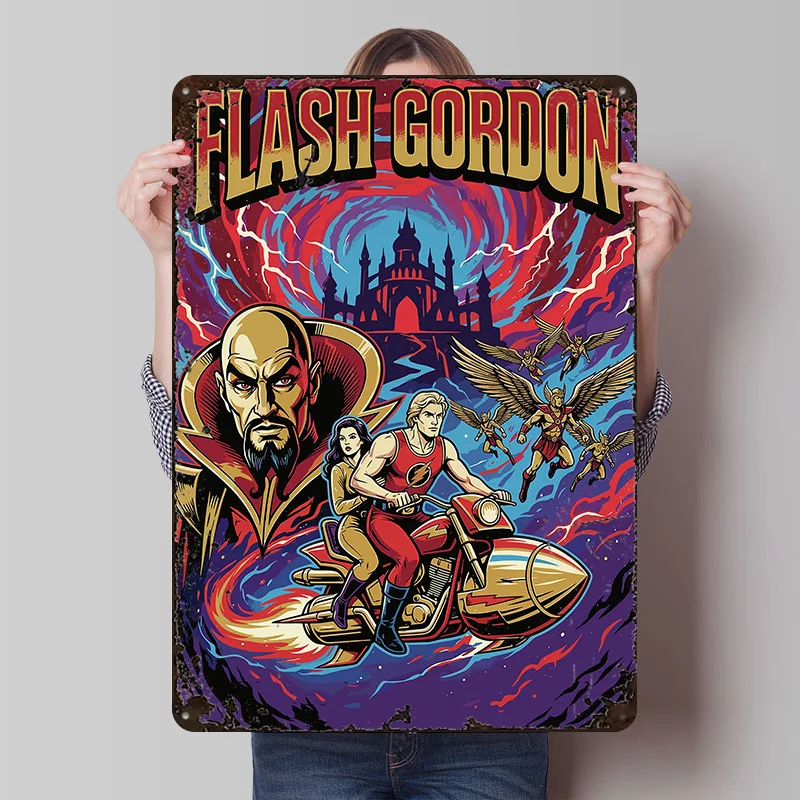 Flash Gordon Comic Book Cover Art Metal Poster Customized Wall Art Retro Vintage Tinplate Signs for Wand Deko House Desk Decor