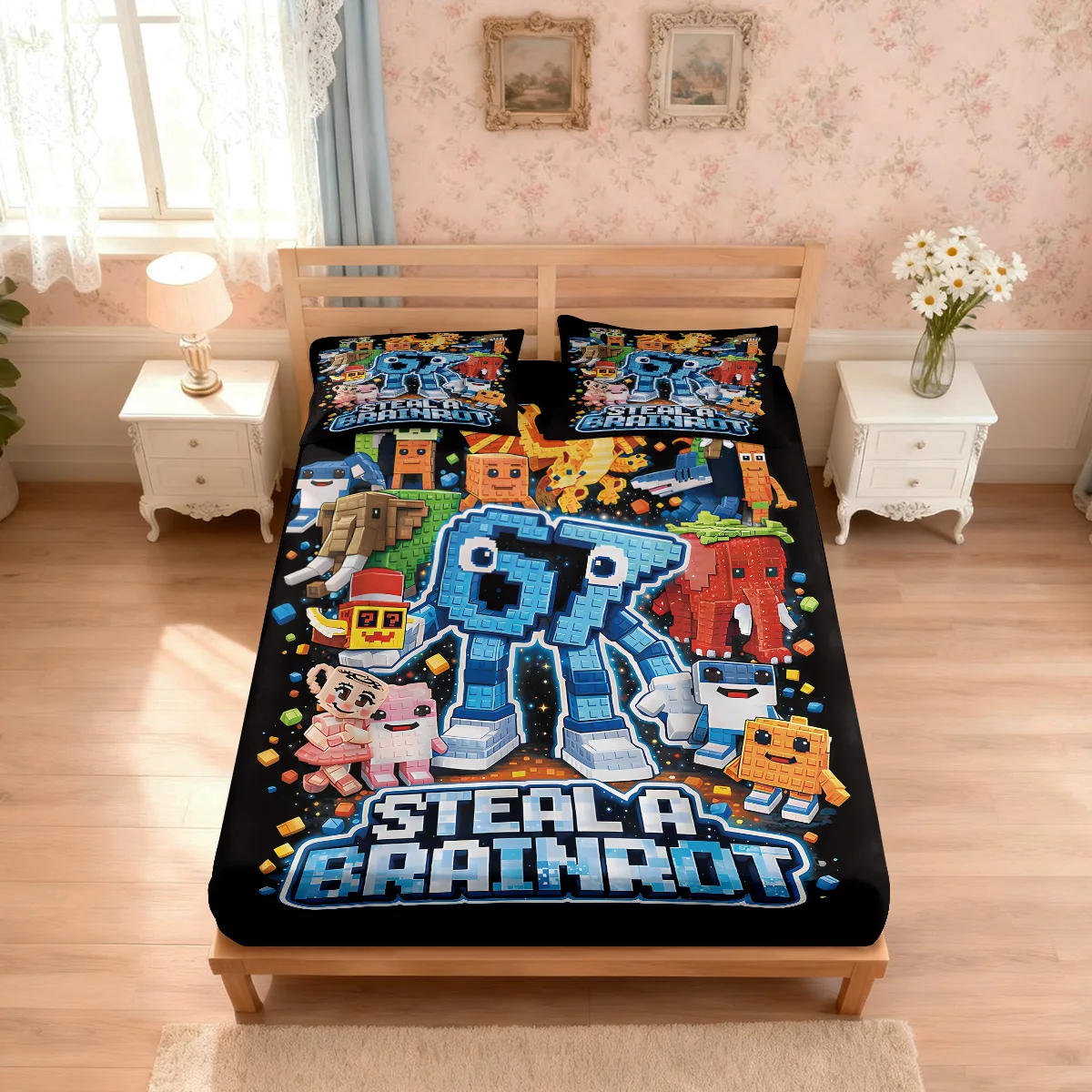 3pcs Funny 67 Element Printed Coreless Bed Sheet Set, Multi Size Soft Bed Cover, Bedroom Bedding Decoration, Machine Washable