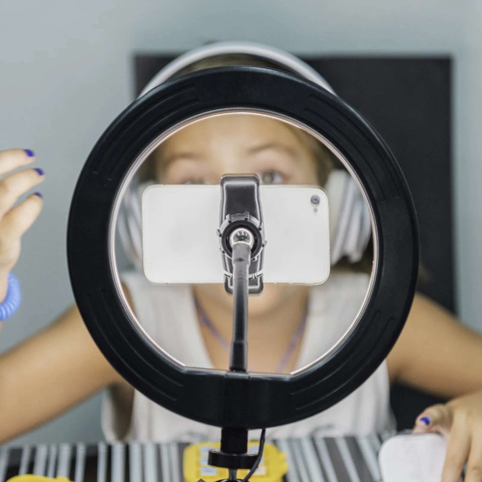 

Led Ring Light Tripod Lamp Adjustable Brightness For Live Streaming Selfie Photography Desktop Use Beauty Filling Light