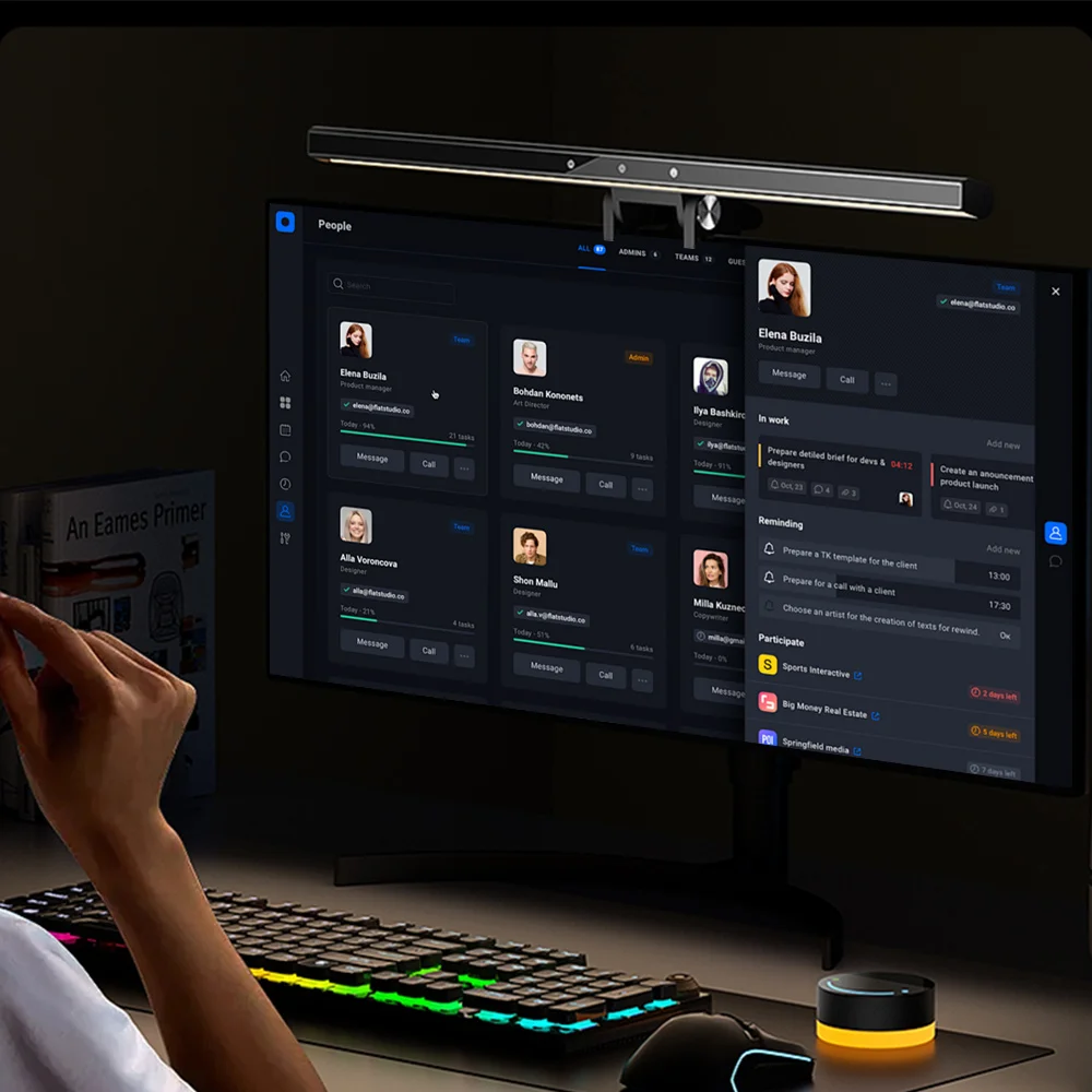 BlitzWolf BW-CML6 RGB شريط إضاءة لشاشة الألعاب مع جهاز تحكم عن بعد لاسلكي لاقط ديناميكي ستبليس يعتم للكمبيوتر