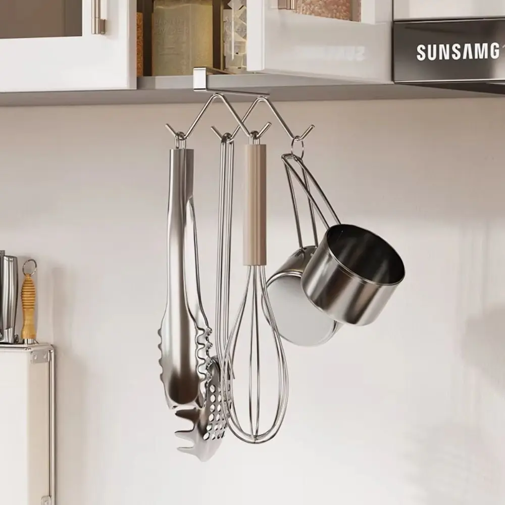 

304 Stainless Steel Coffee Cup Holder Silvery Color Without Drilling Mug Holder Rustproof Space-Saving Under Cabinet Storage