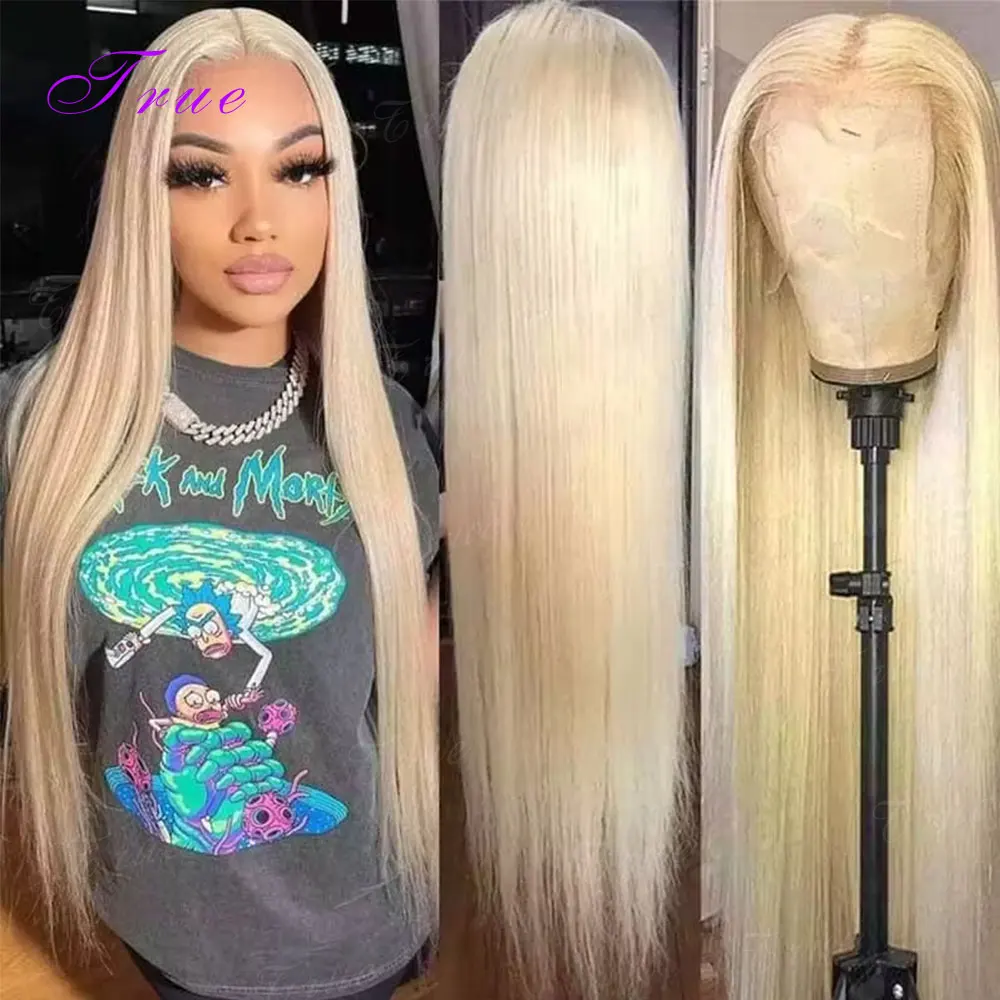 13x6 Hd Lace Frontal Wigs 613 Blonde Straight 100% Human Hair Wig 30 32 Inch Brazilian 200 Density Human Hair Colored Lace Front Pre Plucked Wig
