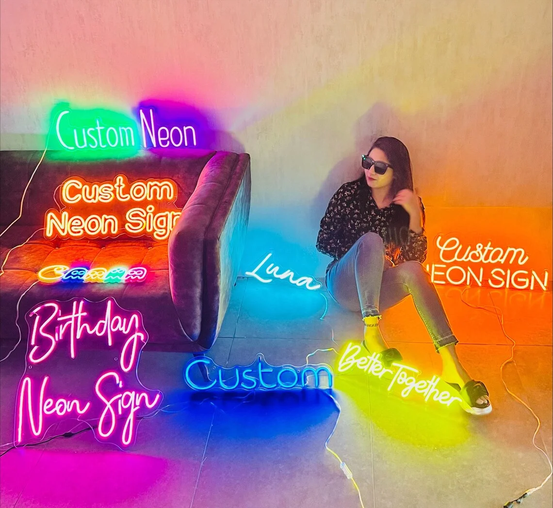 Custom Neon Sign Can Personlized Businss Logo Cartoon Characters UV printed Design For Party Home Wall Decor Outdoor Trade Show