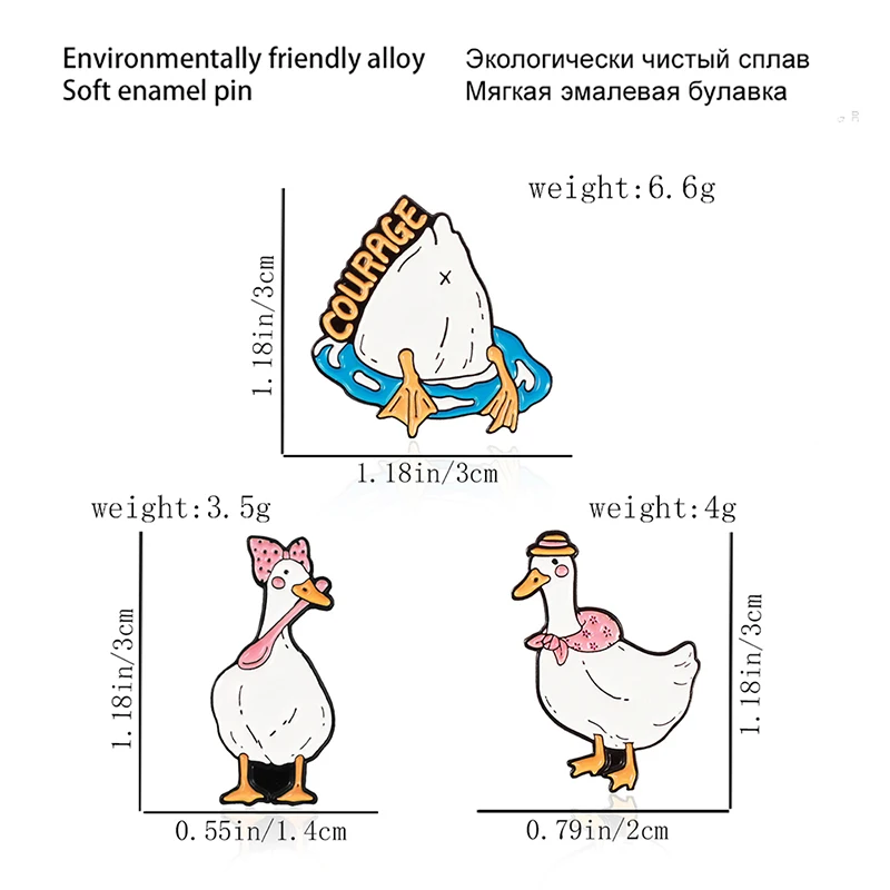 Cartoon Animal Enamel Pin Eating and traveling Swimming Courage Goose Duck Chicken Brooch Lapel Badge Jewelry Gift for Kids