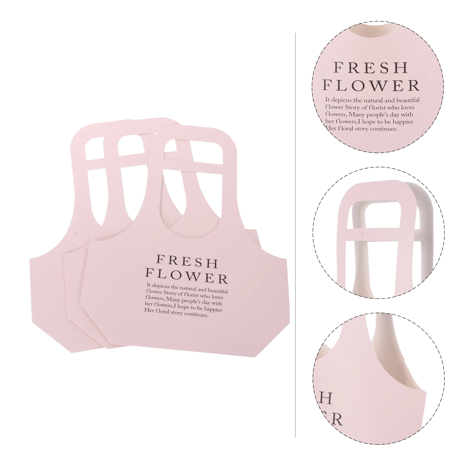 

3pcs Flower Bouquet Bags Paper Gift Handbag Pink For Wedding Party Decoration, Flower Packing Bag For Gift Wrap, Bouquet Wrap