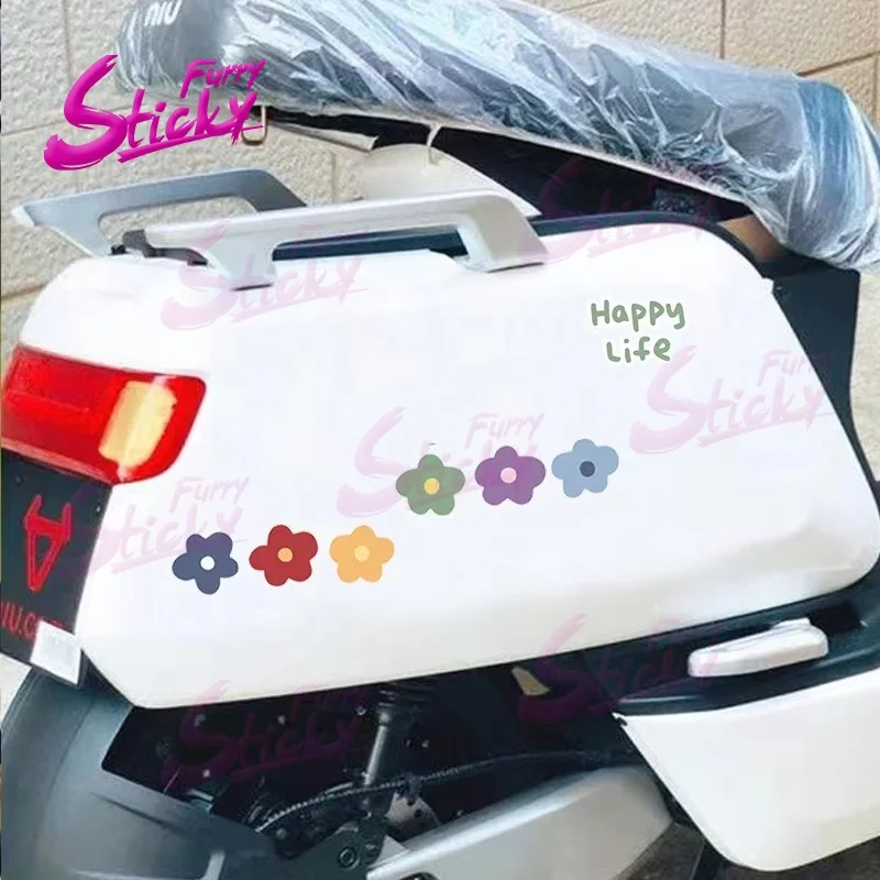 

Furry Sticky Flower Electric Bicycle Sticker Set Anime Car Sticker Car Accessories For Helmet Trunk Laptop Sticker