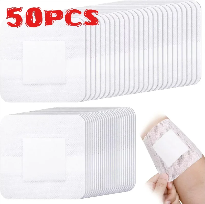 50pcs Large Hypoallergenic Wound Dressing, Non-Woven Medical Adhesive Bandage for First Aid, Breathable Water-Resistant Patch