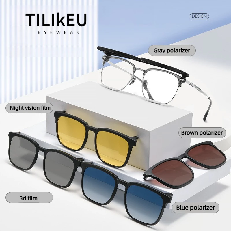 

New Men's Business Magnetic Versatile Polarized Sunglasses 3D Fishing Driving Night Vision Goggles, Prescription Glasses 8899ZM