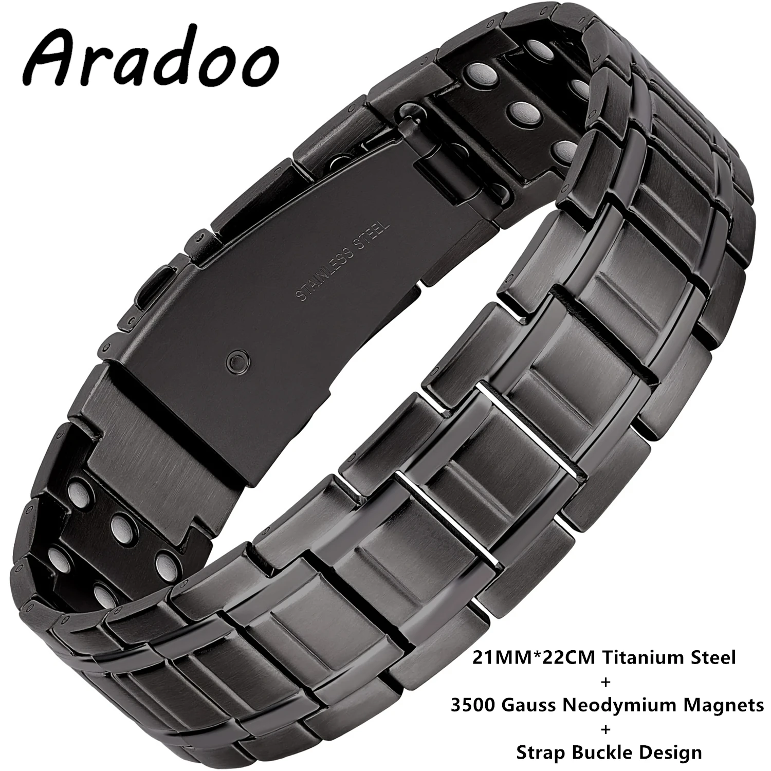 ARADOO Magnetisches Herrenarmband aus Titanstahl mit Uhrenverschluss, Design, Schmuck, Geschenke