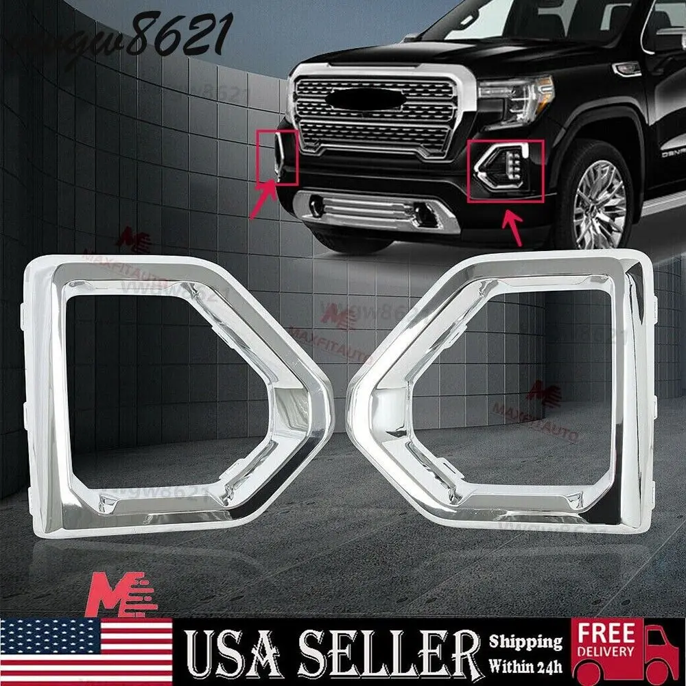 1 Pair Daytime Running Light cover for GMC Sierra 1500 2019 2020 Front Bumper Fog Lights cover Driving Lamps trims accessories