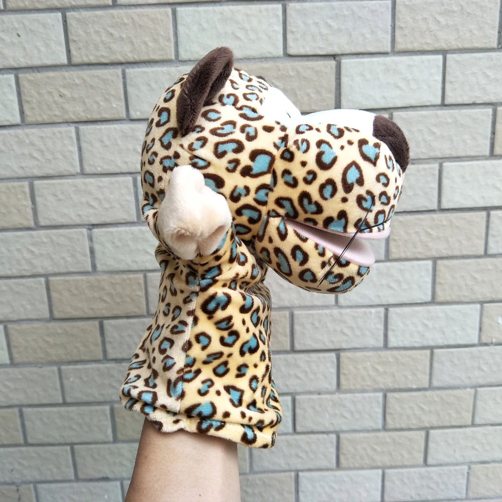Weiches gefülltes Geschenk, gepunktetes Leoparden-Handpuppen-Plüschtier für Kinder