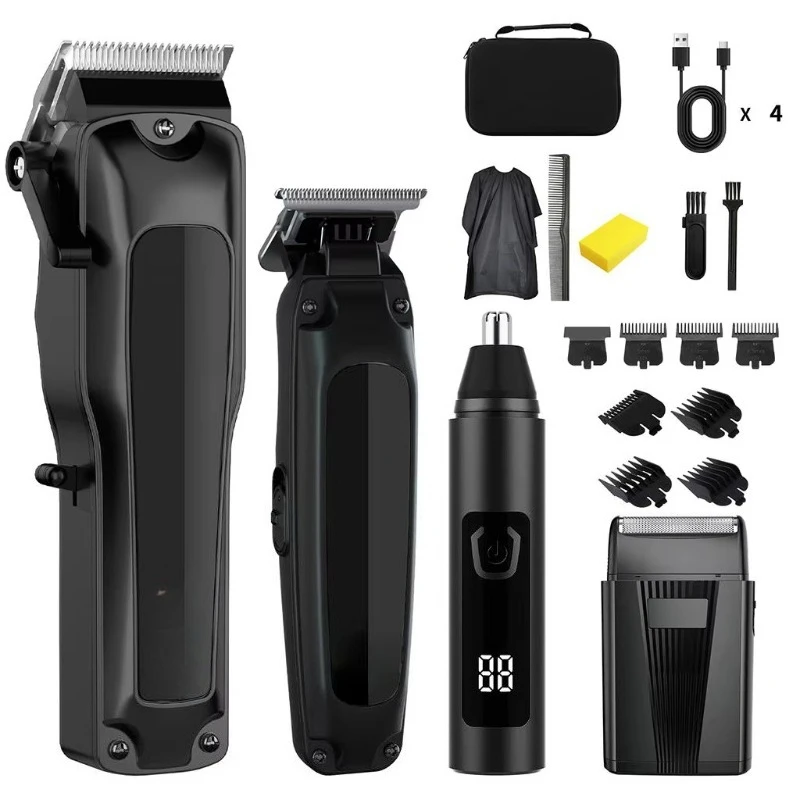 Professional high-quality black electric push shear portable body shaving set cordless nose hair trimmer