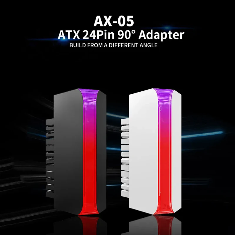 ICE Whale AX-05 ATX Power Supply Cable Connectors Modular 24Pin to 90° ARGB Power Adapter Motherboard DIY Mounting Accessessory