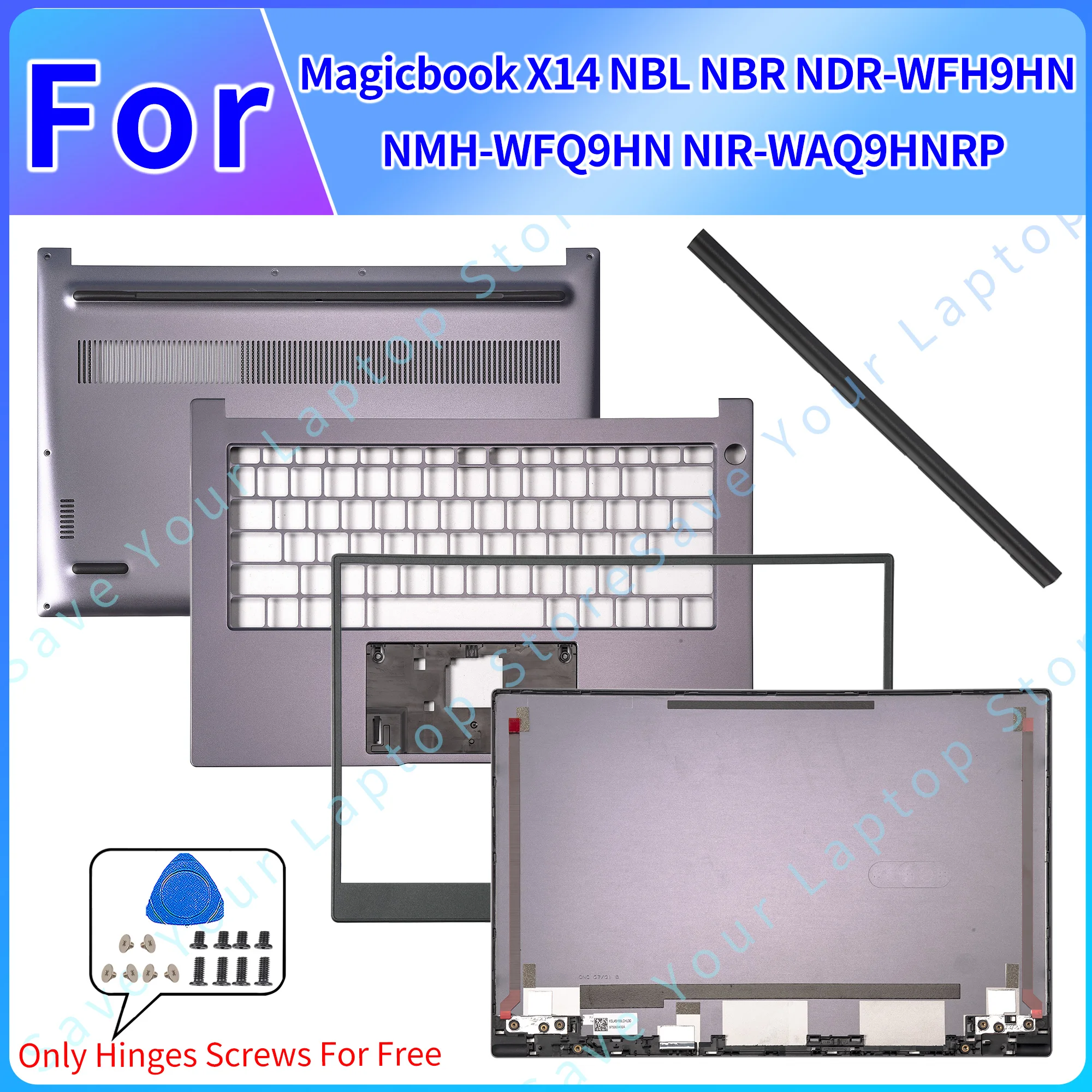 

New Parts For Honor Magicbook X14 NBR-WAI9 NBR NHM NBL Gray LCD Back Cover/Front Bezel/Palmrest/Bottom/HingesCover