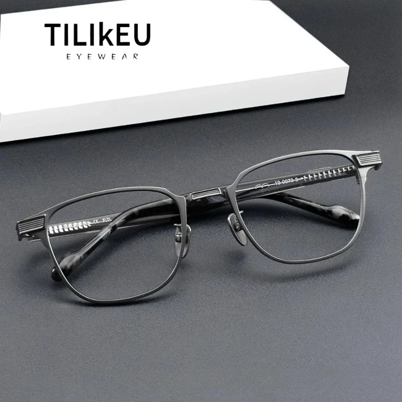 

Японская дизайнерская оправа для очков из чистого титана 0073, роскошные винтажные квадратные очки в полной оправе, мужская оправа для очков с диоптриями
